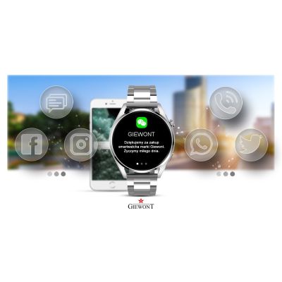 6. GIEWONT Vertex SmartCall GW450-4 Silber/Carbon Silikon Smartwatch