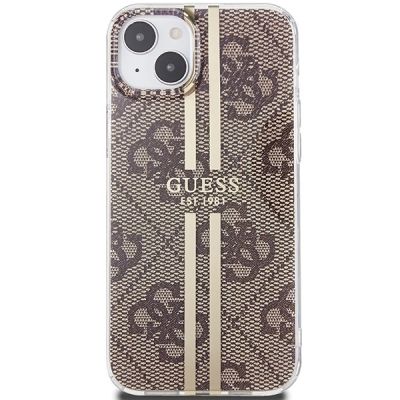 3. Guess IML 4G Gold Stripe Hülle für iPhone 15 Plus / 14 Plus – braun
