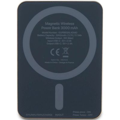 3. Guess MagSafe Metal Script Logo Induktions-Powerbank 5 W 3000 mAh – Gold