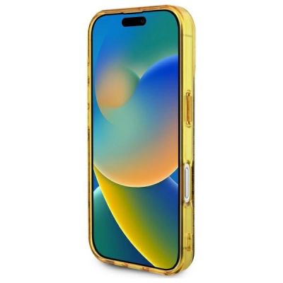 5. Guess IML Pfingstrose auf 4G-Hintergrund MagSafe-Hülle für iPhone 16 – braun