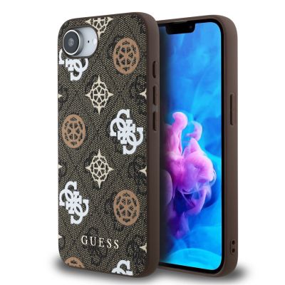 Guess PU 4G Peony Case mit MagSafe für iPhone 16e - Braun