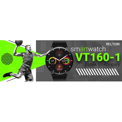7. VELTORI VT160-1 Smartwatch Schwarzes Silikonarmband