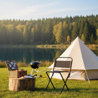 5. Faltbarer Campingstuhl 35 x 28 x 58 cm, schwarz, Enero Camp