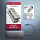 8. AXAGON HMC-8HLSA Multiport-Hub USB-C 3.2 Gen 1, 3x USB-A + 4K/60Hz HDMI + SD/microSD, Gigabit-LAN, Audio, PD 100W - Silber