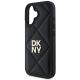 6. DKNY – Gesteppte iPhone 16-Hülle mit Stapellogo – Schwarz