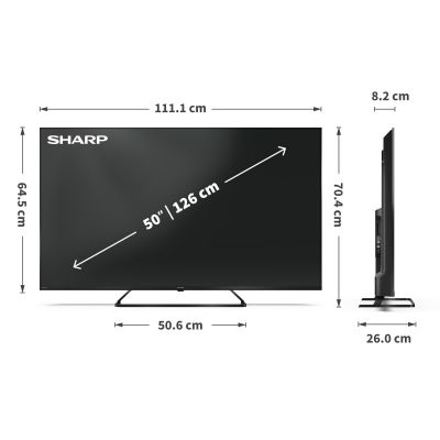 8. Sharp 50HP6265E 127 cm (50") 4K Ultra HD Smart TV mit WLAN, Schwarz
