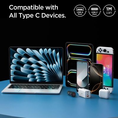 8. Spigen EB6010AC USB-A / USB-C 60W Kabel 100 cm - Weiß