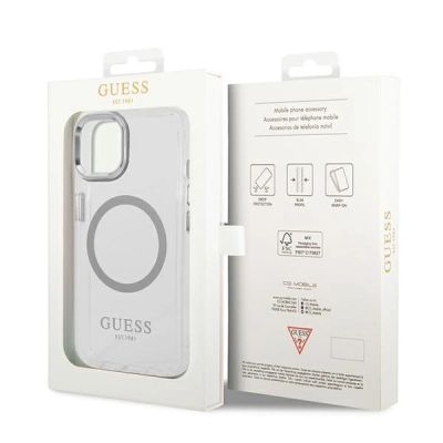 8. Guess GUHMP14SHTRMS iPhone 14 6,1" srebrny/silver hard case Metal Outline Magsafe