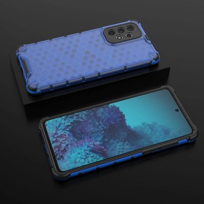 19. Wabenhülle Panzerhülle mit Gelrahmen für Samsung Galaxy A73 blau