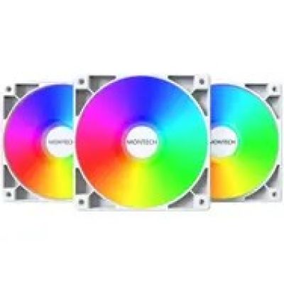 5. Montech GF120 PWM ARGB Lüfter, 3 Stück – 120 mm, weiß
