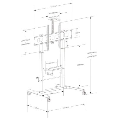2. TECHLY MOBILER TV-STÄNDER 52-110" 120KG STUFIGE VERSTELLBAR