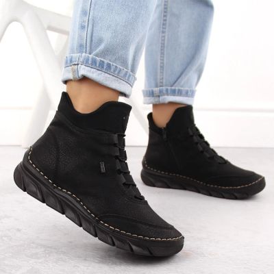 38. Gefütterte schwarze Damen-Ankle-Boots Rieker 55069-00