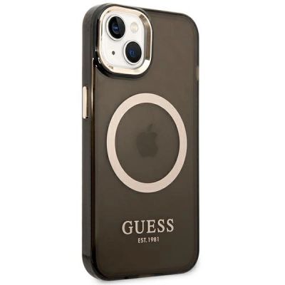 4. Guess GUHMP14SHTCMK iPhone 14 6,1" schwarz/schwarzes Hartschalenetui Gold Outline Translucent MagSafe