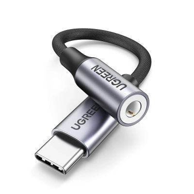3. Ugreen AV161 Adapter für Kopfhörer Miniklinke 3,5 mm (weiblich) / USB-C (männlich) 10 cm – Schwarz