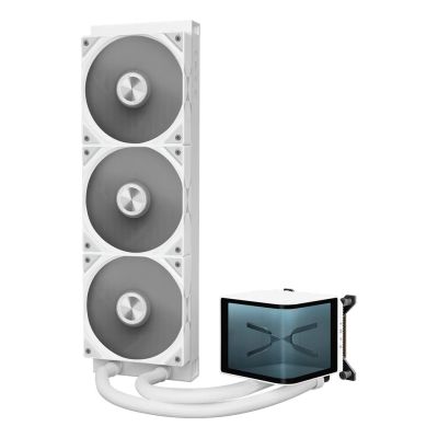 3. TRYX PANORAMA 360 All-in-One-Wasserkühlung mit 3D-AMOLED-Display – 360 mm, weiß