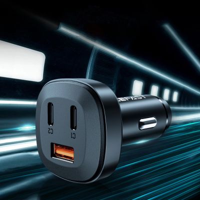 7. Acefast Autoladegerät 66W 2x USB Typ C / USB, PPS, Power Delivery, Quick Charge 4.0, AFC, FCP, SCP schwarz (B3 schwarz)