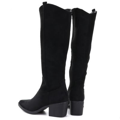 5. Schwarze Wildleder-Cowboystiefel mit Blockabsatz M.Daszyński SA261-6