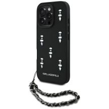 Karl Lagerfeld Saffiano Crystals w/Chain iPhone 16 Pro Max Hülle - Schwarz