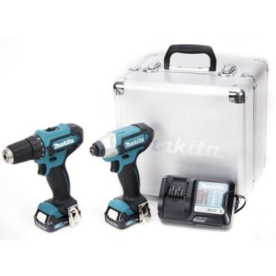 2. MAKITA CLX224X Akku-Werkzeugset DF333D Akku-Bohrschrauber (30 Nm) + TD110D Akku-Schlagschrauber (110 Nm, 1/4" CXT, 12 V, 2 x 1,5 Ah) inklusive Koffer
