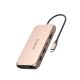 Orico XCR 12-in-1 USB-C Dockingstation: 2x USB-A 3.1, 1x USB-A 2.0, 1x USB-C PD 100W, 1x USB-C 3.1, 2x HDMI 2.0 4K 60Hz, 1x DisplayPort 1.4 4K 60Hz, 1x SD 3.0, 1x microSD 3.0, 1x RJ45 Gigabit Ethernet, 1x CTIA Audio 3,5mm – Roségold