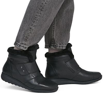 12. Rieker 47268-00 Wasserdichte Leder-Ankle-Boots für Damen, Schwarz