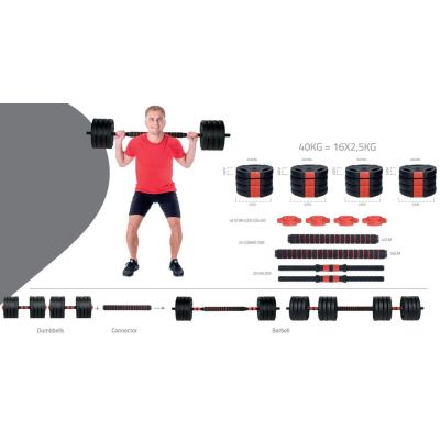 39. Faltbare Hantelstange aus Verbundmaterial, 40 kg, Pure 2 Improve