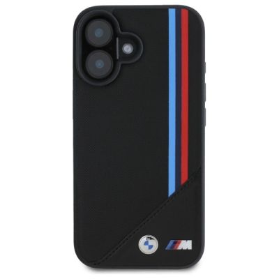 3. BMW M Meshed Tricolor Stripes MagSafe Case für iPhone 16 - Schwarz