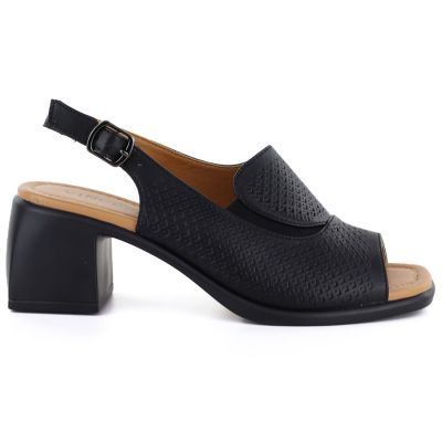 2. Schwarze Damen-Sandalen aus Leder mit hohem Absatz, Vinceza 26-66920