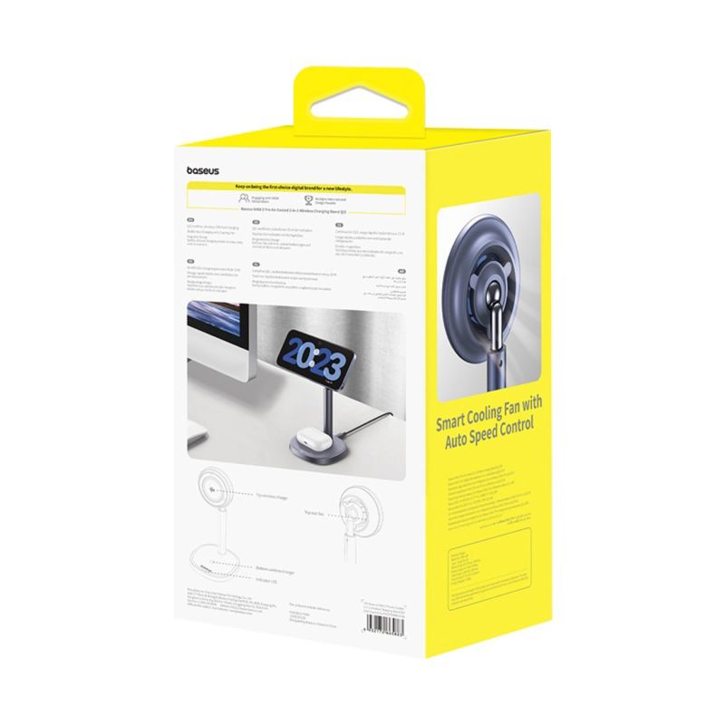 12. Baseus Orbit 2 Pro MagSafe Qi2 20W 2 in 1 Induktives Ladegerät mit Kühlung - Grau