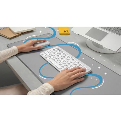 10. Logitech 920-012240 Tastatur und Maus (universell, kabellos, RF + Bluetooth, QWERTY-Tastatur, amerikanisches/internationales Layout, weiß)
