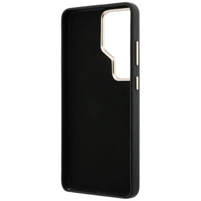 7. Guess Hülle mit genarbtem, großem 4G-Metalllogo für Samsung Galaxy S26 Ultra – Schwarz