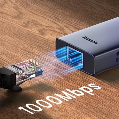 9. Baseus UltraJoy Serie 5-in-1 USB-C HDMI 4K 4x USB-A 3.0 Hub – Grau