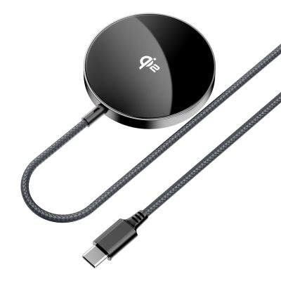 2. Acefast E24 Qi2 15W magnetisches induktives Ladegerät mit 1,2m USB-C-Kabel - Schwarz