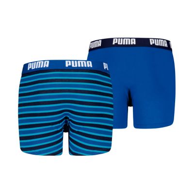 3. Puma Everyday Boxershorts für Kinder, gestreift, 2er-Pack, Blau und Schwarz, 938970 04