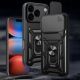 9. Hybrid Armor Camshield iPhone 17 Pro Hülle mit Ständer und Kameraabdeckung - Schwarz