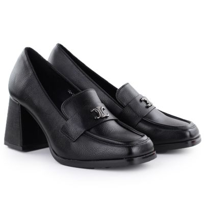 2. Schwarze Damen-Mokassins mit hohem Absatz, Potocki SZ12783