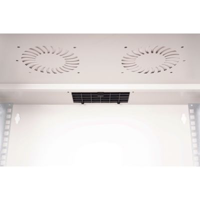 34. 19" 9U Wand-Netzwerkschrank, SOHO PRO 460 x 540 x 400 mm, Glastür, grau, unmontiert, 60 kg