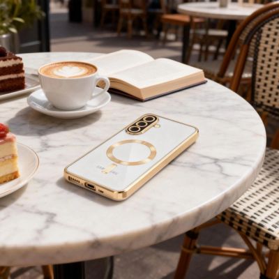 4. Tech-Protect MagFlex MagSafe Hülle für Samsung Galaxy A57 5G – Transparentes Gold