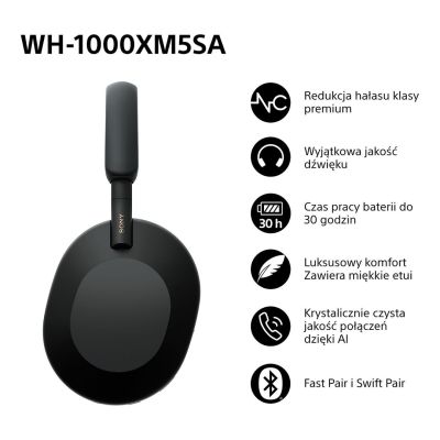 8. SONY WH-1000XM5SA Schwarze kabellose Kopfhörer