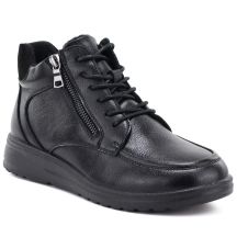 Gefütterte Damen-Lederstiefeletten mit Keilabsatz, schwarz Potocki JE19502