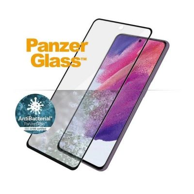 4. PanzerGlass E2E Microfracture antibakterielles Glas für Samsung Galaxy S21 FE – mit schwarzem Rahmen