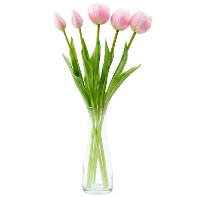 16. Strauß aus 5 rosa Pfingstrosen-Tulpen, 39 cm, naturgetreue Frühlingsdekoration