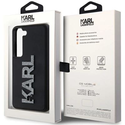 8. Karl Lagerfeld 3D Rubber Glitter Logo Hülle für Samsung Galaxy S24 – Schwarz