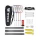 4. WISH ALUMTEC 5566 Badminton-Set: 4 Schläger + 3 Federbälle + Netz + Schnur