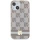 3. DKNY IML Checkered Mono Pattern & Printed Stripes MagSafe-Hülle für iPhone 15 / 14 / 13 – Beige