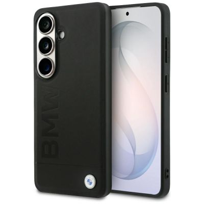 BMW Leder-MagSafe-Hülle mit Heißprägung für Samsung Galaxy S26 Plus – Schwarz