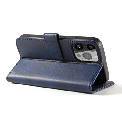 3. Brieftaschen-Hülle mit Ständer für iPhone 15 Pro Magnethülle – Blau
