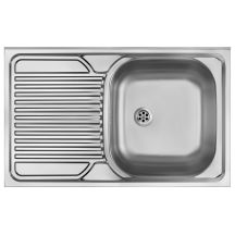 Einzelbecken-Edelstahlspüle mit Abtropffläche auf der linken Seite - Overlay ZM5 011L 5907650846444