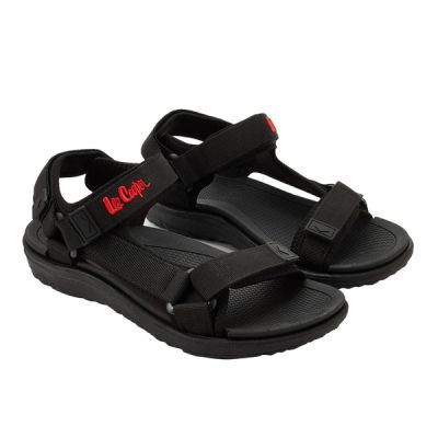 Lee Cooper Herrenschuhe mit Klettverschluss für sommerliche Strandsandalen, leicht, schwarz