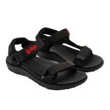 Lee Cooper Herrenschuhe mit Klettverschluss für sommerliche Strandsandalen, leicht, schwarz